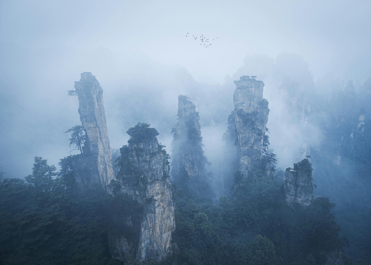 Mist drifting between stone peaks and tea forests, the landscape Kiri is named after